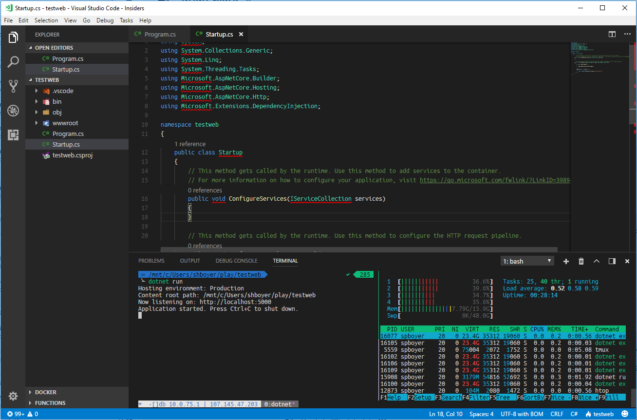VS Code with tmux terminal